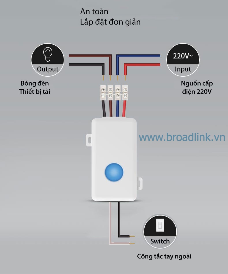 Hộp công tắc thông minh Wifi Broadlink SC1PRO có cách lắp đặt đơn giản