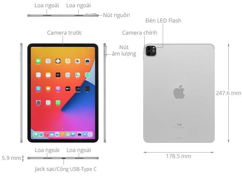 Máy tính bảng iPad Pro M1 11 inch Wifi 128GB thiết kế