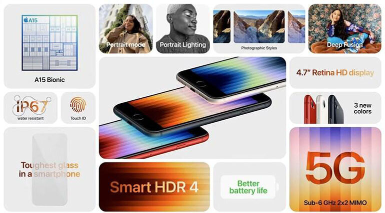 Điện thoại Iphone SE 3 (SE 2022) - 4.7 inch, 64 GB